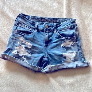 American Eagle stretch denim ripped shorts